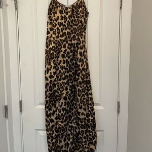 NWT M slit Leopard Satin Midi Dress